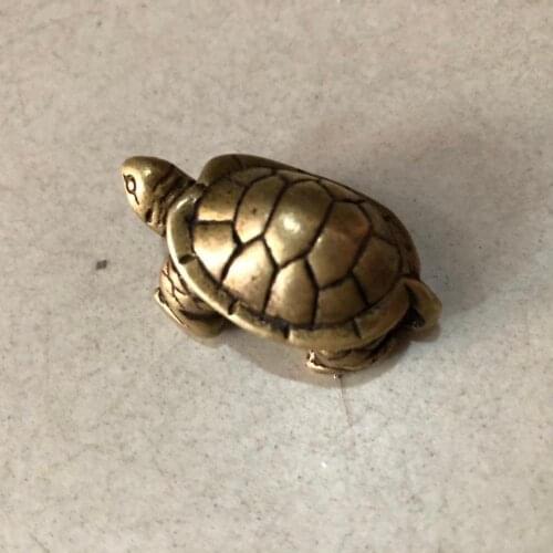 CHINA antique Pure copper bronze fengshui longevity lovely Little Turtle small Statue Metal crafts family decorations