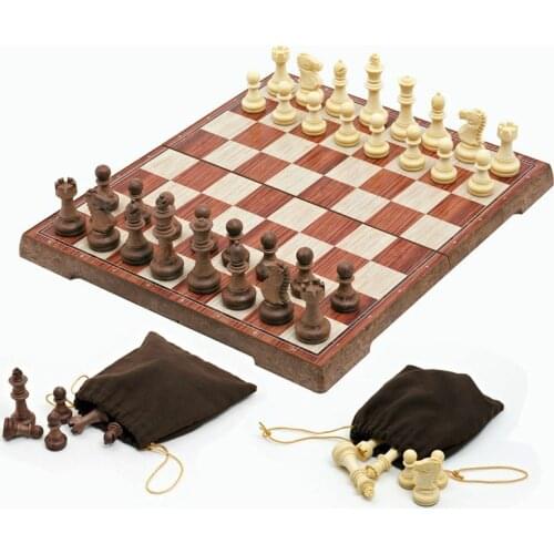 Classical International Chess Checkers Folding Magnetic High-grade wood WPC grain Board Chess Game English version