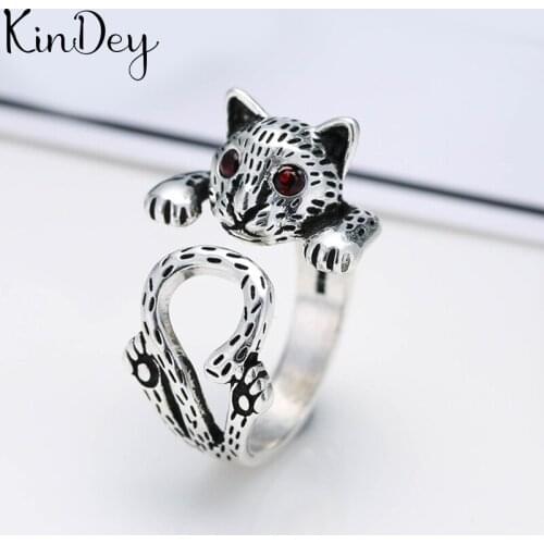 Creative Style Boho Silver Color Cat Rings For Women Adjustable Ring Fashion Charm Jewelry Wholesale