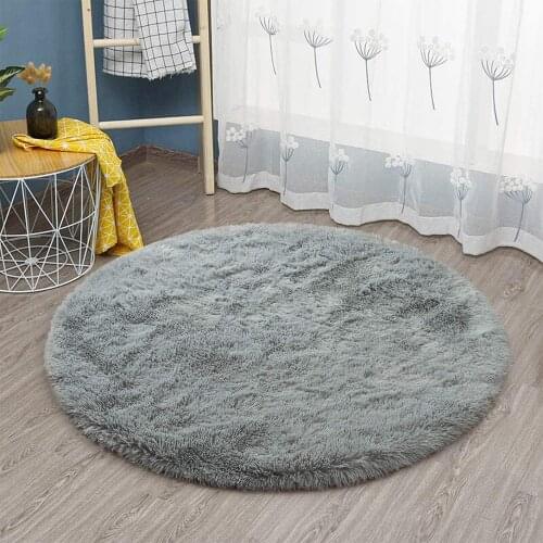 Round Fluffy Area Rug for Bedroom Soft Shaggy Carpet Circle Plush Floor Carpet for Babies Room Decor Fuzzy Nursery Room Rug