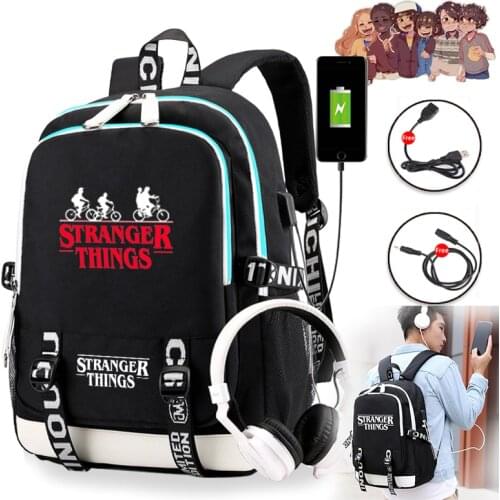 Stranger Things 3 Multifunction USB Charge School Bags Students Boys Girls Rucksack Laptop Backpack for Teenagers Travel Bags
