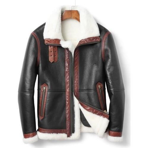 2020 Winter New Black Short Men Sheepskin Fur Shearling Jackets Original Ecology Real Fur Coat