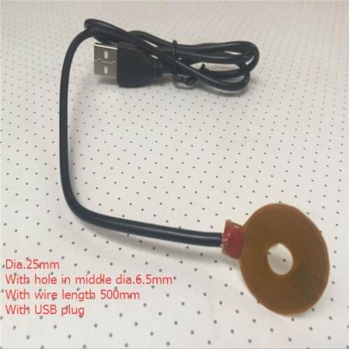 Flexible round Heaters Adhesive film Heater Polyimide film heater dia.25mm with middle hole 6.5mm