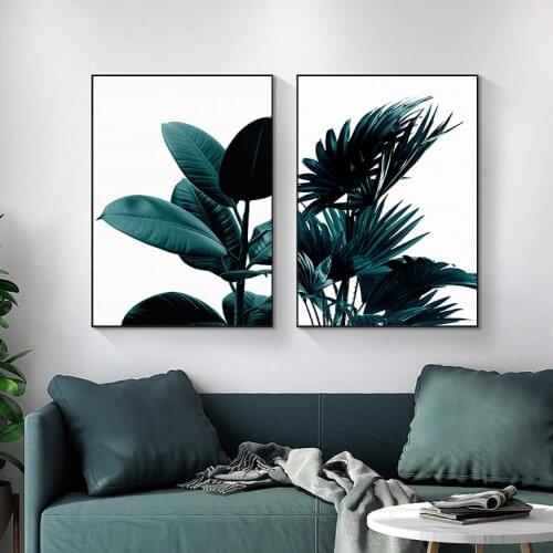 Green Flower Poster Wall Art Design Canvas Painting Modern Nordic Abstract Picture Nature Plant Poster and Print for Home Decor