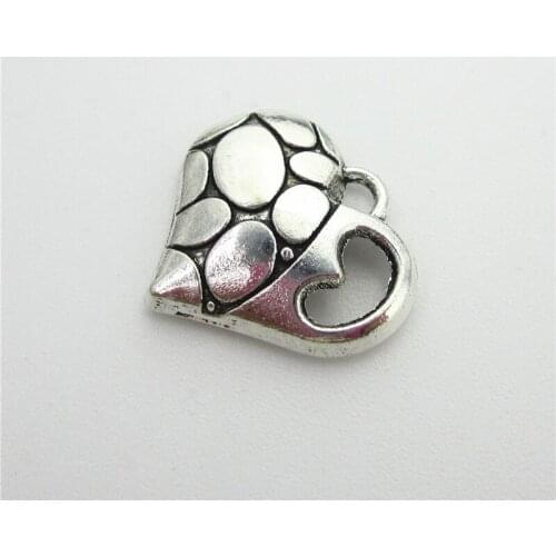 New 20pcs/lot Silver Heart Dangle Charms Lobster Clasp DIY Bracelet Necklace Pendants Jewelry Hanging Charms