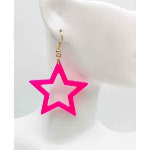 New Design Elegant Shiny Colorful Resin Acrylic Star Drop Earring For Women Gift Jewelry Accessories Lady Femme