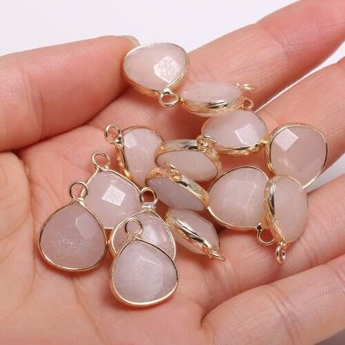 Natural Stone Faceted Pink Aventurine Pendants Water drop shape Charms for Jewelry Making Diy earring necklace accessories