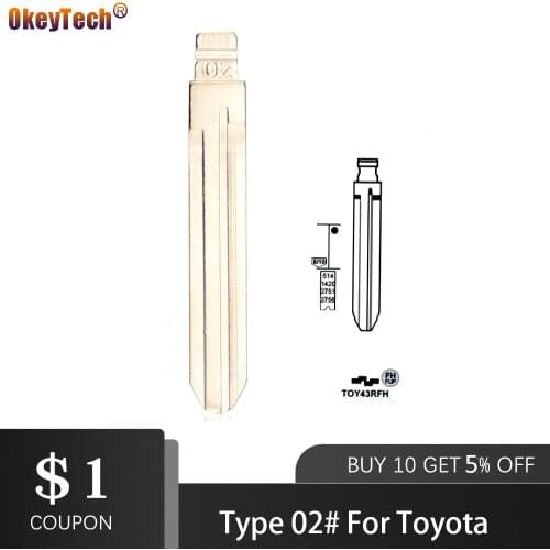 OkeyTech 1PCS Uncut Metal NO. 02 Scale Blank Car Key KD MINI/KD900 Remote Blade TOY43 For Old Toyota Camry Corolla 02