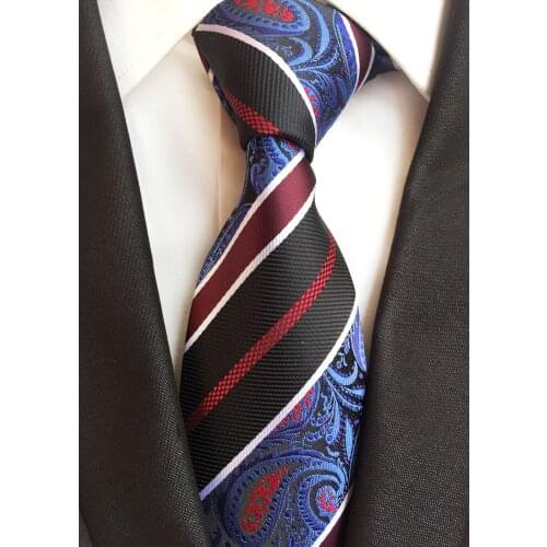 Wholesale 8 cm Men Designer Tie Novelty Paisley Necktie with Diagonal Stripe