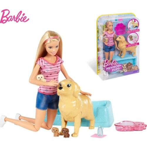 Original Barbie Newborn Pups Doll & Pets Toy Set Genuine Dog Baby Care Girls Doll Accessories Ducational Toys for Children Gift