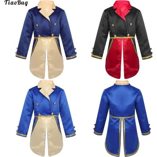 Autumn Kids Boys Prince Cosplay Halloween Theme Party Dress Up Costumes Long Sleeves Turn-Down Collar Tuxedo Jacket Tailcoat