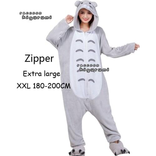 New Zipper Extra Large180 - 200cm Unisex Christmas CosplayTotoro Pajama Animal Girl Onesie Cartoon Raccoon Kigurumi