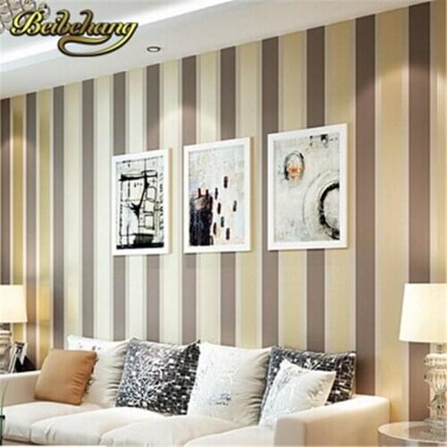 Beibehang Modern fashion Luxury Vertical stripes wallpapers Glitter Non-woven wallpaper Roll Home Decoration silver Coffee Grey