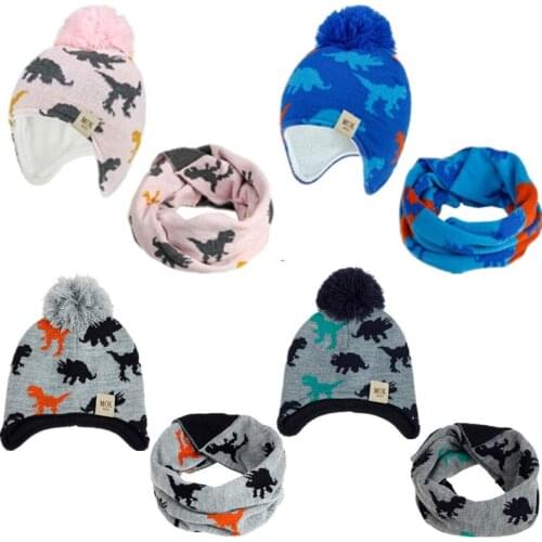KLV Warm Children Hat Fleece Baby Winter Ear Protection Warm Hat Scarf Boys and Girls Kids Scarf Fashion Baby Bonnet Beanies Cap