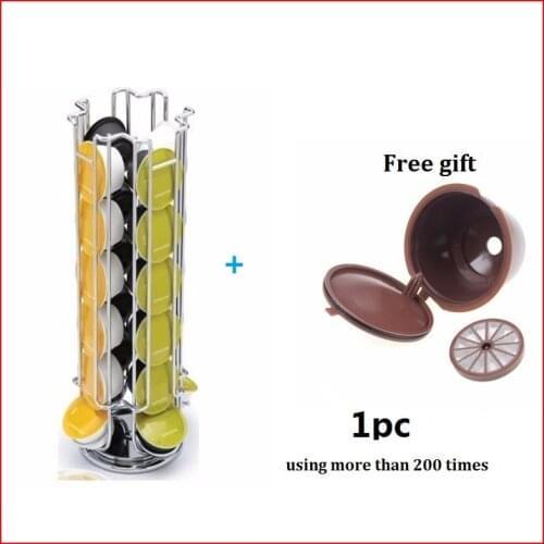 Tower Stand Top Home Solutions 6 Layers Revolving Rotating 24 Capsule Coffee Pod Holder Rack For Dolce Gusto