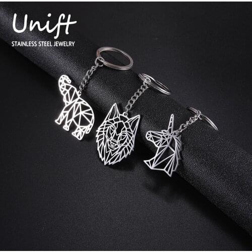 Unift Bear Fox Unicorn Car Keychain Family Keychain Fashion Stainless Steel Animal Keychain Gift For Family
