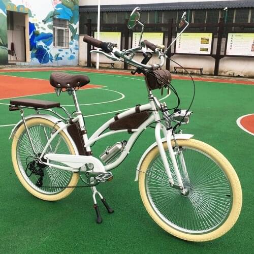 24"white green bicycle calssical 140PCS Spoke lowrider suspension fork 7 speed 3pcs leather bag
