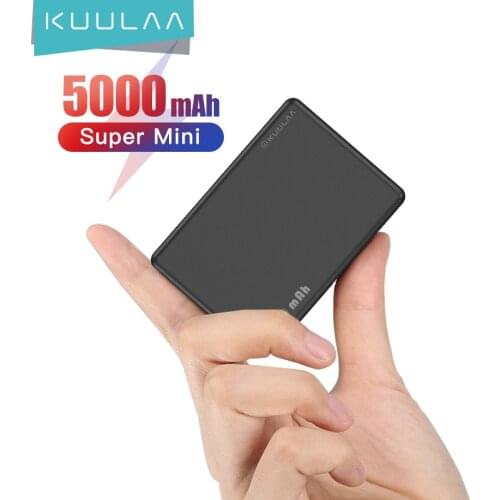 KUULAA Mini Power Bank 5000mAh Portable Charging PowerBank 5000 mAh USB PoverBank External Battery Charger For Xiaomi Mi 9 8