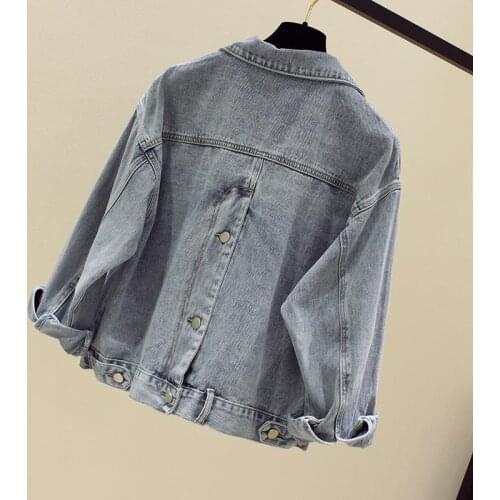 2020 Washed Denim Jackets Women Casual Denim Jacket Long Sleeve Outerwear Retro Pocket Coat Korean stly Autumn coats BF Ins
