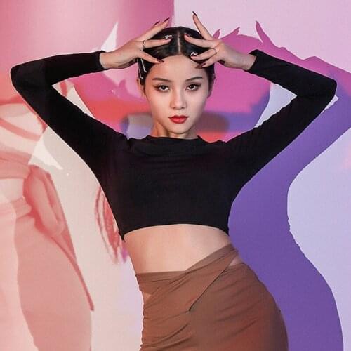 Women Latin Dance Clothes Long Sleeve Tops Sexy Latin Dance Costumes Practice Performance Clothes Ballroom Dancing Wear SL4407