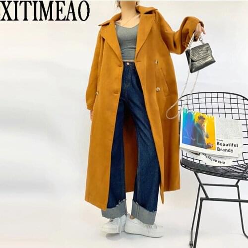 Za Women New Oversized Casual Wool Coat Solid Color Autumn Winter Women Outwear Long Sleeve Female Double-breasted Overcoat