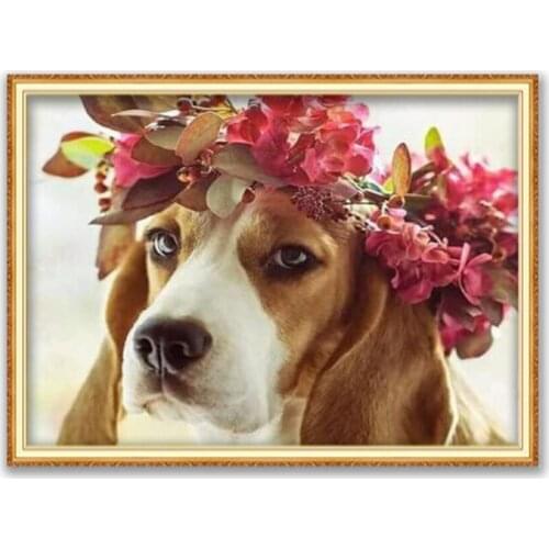 Animal Dog Beagle DIY 11CT Embroidery Cross Stitch Kits Craft Needlework Set Printed Canvas Cotton Thread Decoration Wholesale