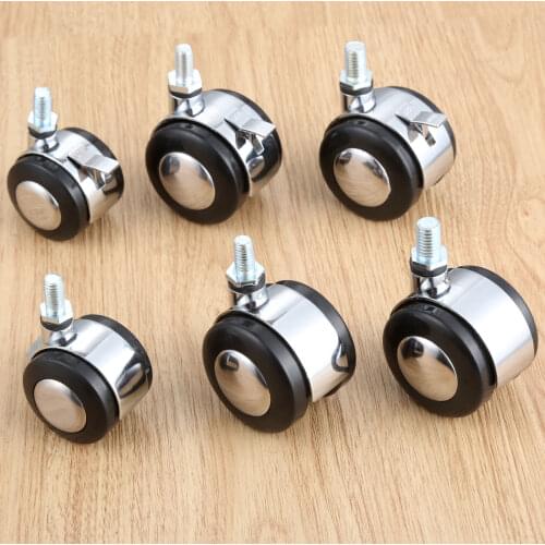1pc Sliding Wheel Swivel Casters Furniture Plate Roller Trolley Sofa Chair Foot Hold Brake 8/10mm wear-resistant Smooth Hardware