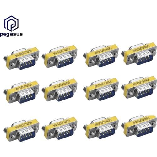 12 Packs 9 Pin RS-232 Serial DB9 Connector Male to Female Cable Mini Gender Changer