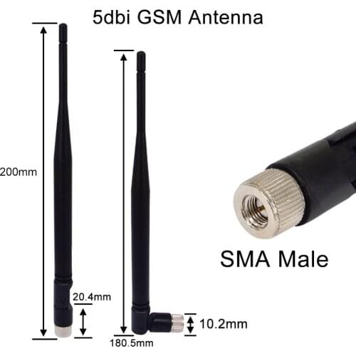 2PCS 5 dbi GSM antenna gsm 824-960Mhz 1710-1990Mhz SMA MALE Adapter connector