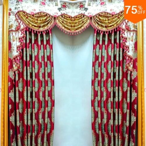 2018 Hotel Red luxury entrance Door room drapes Black out Reds curtains baroque style Euro style designer most best quality new
