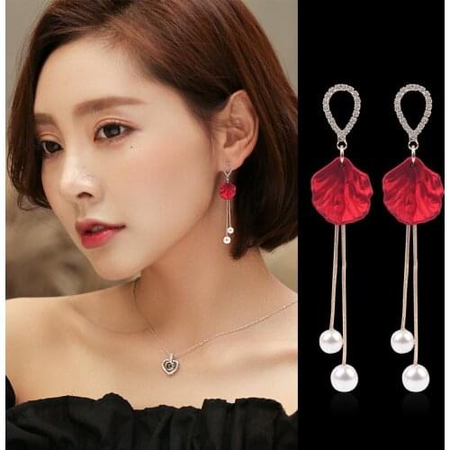 2021 Korea New Design Hot Sale Fashion Jewelry Acrylic Painted Petals Earrings Long Drops Oil Exaggerated Earrings for women