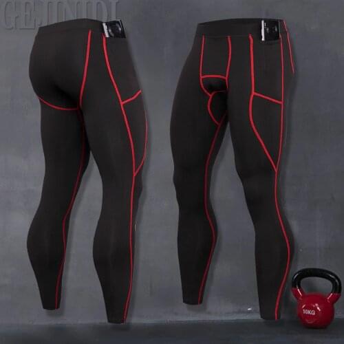 2021 New Mens Dry Fit Compression Baselayer Pants Running Tights Leggings with Phone Pocket