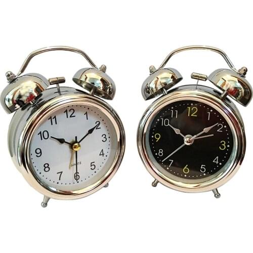 3-inch alarm clock with silver plating, high-end fine metal alarm clock, ultra-quiet with luminous lamp
