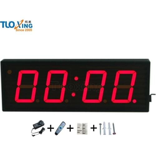 4" 4 digit led digital clock wall clock count up clcok alarm clock