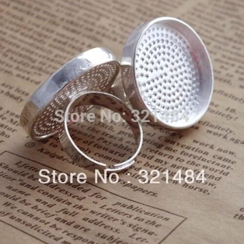 50pcs Silver Plated adjustable with 25mm blank ring base