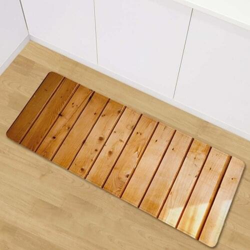 Bamboo Wood Strip Retro Long Floor Mats Anti-Slip Sofa Carpets for Living Room Bathroom Bath Mats Kitchen Rugs Bedside Foot Pad