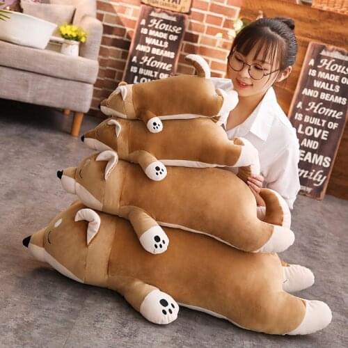 40-100CM Kawaii Shiba Inu Huge Plush Toys Stuffed Animals Soft Akita Inu Dogs Popular Corgi Plush Toys Children Graduation Gift