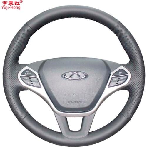 Yuji-Hong Artificial Leather Car Steering Wheel Covers Case for Chery Arrizo 7 M16 Hand-stitched Steering Cover