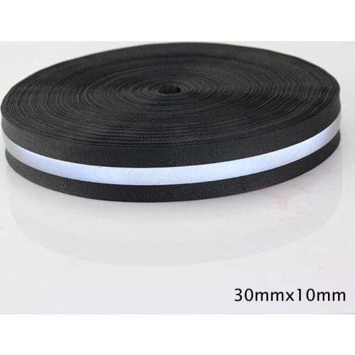 30mm*10mm*100m Black Reflective Fabric Tape Strip Edging Braid Trim Reflective Webbing Ribbon Sew On Clothes