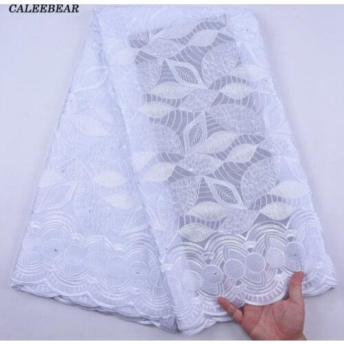Pure White Dry Cotton African Lace Fabric 2021 High Quality Dress Lace Embroidery Nigerian Swiss Voile Lace In Switzerland S2129