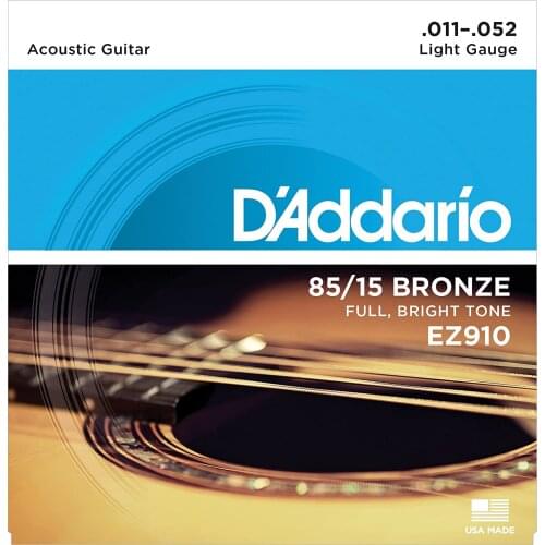 DADDARIO EZ910 ACOUSTIC GUITAR WIRE SET 85/15 BRONZE LIGHT GAUGE