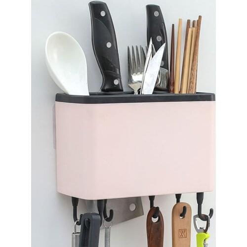 Chopstick Holder Kitchen Household Hook Wall Hanging Drain Knife Holder Chopsticks Tableware Storage Rack Free Punch