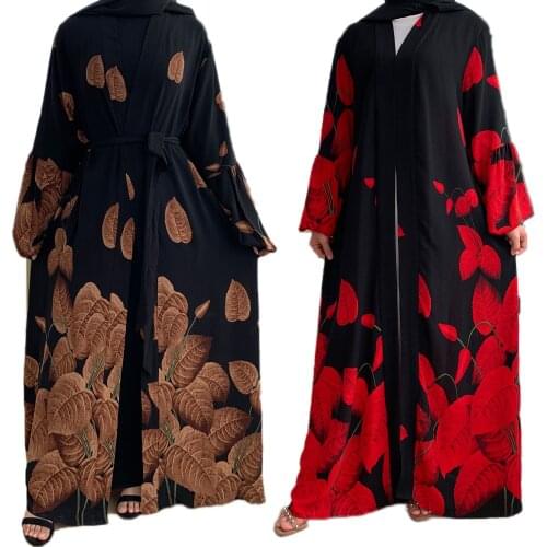 Dubai Abaya Muslim Women Print Long Maxi Dress Kimono Jilbab Turkish Kaftan Open Cardigan Islamic Clothing Ramadan Party Gown