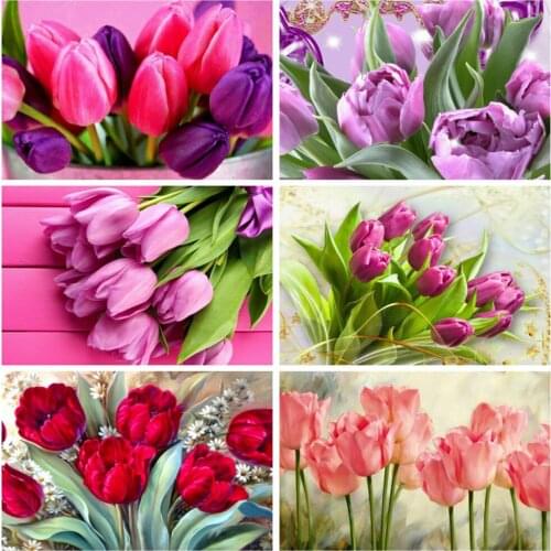 EverShine Diamond Painting Tulip Cross Stitch Diamond Mosaic Full Square Drill Flower Bead Embroidery Floral Picture Rhinestones