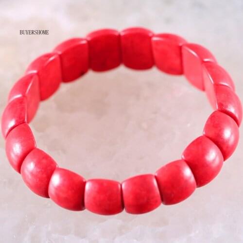 Hot Jewelry For Women 10X15MM Natural Beads Stone Red Howlite Stretch Bracelet 8" 1Pcs H597