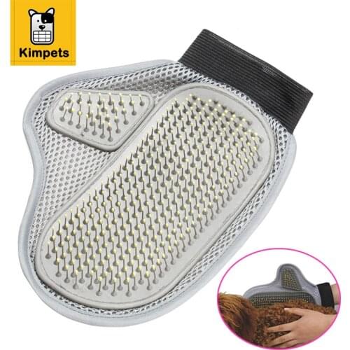 KIMHOME PET New Pet Deshedding Brush Glove Mesh Cloth Dog Grooming Pet Hair Cleaning Brush Comb Bath Massage Glove Tool for Dogs
