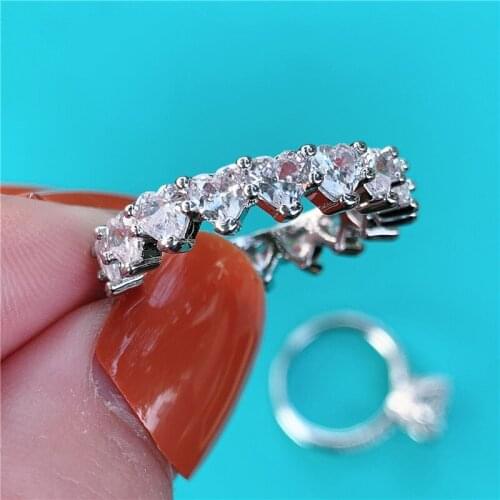 Vecalon Heart shape Promise Ring 925 sterling silver bijou AAAAA Cz Engagement Wedding Band rings for women Bridal Fine Jewelry