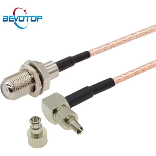 2pcs F Female to CRC9 TS9 Male Right Angle 2 in 1 Connector RG316 RF Coaxial Cable Huawei 3G Antenna Extension Cable Jumper