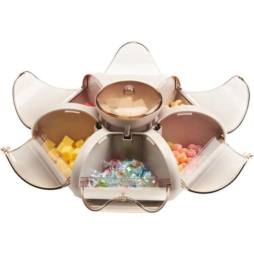 Fashion Lotus Fruit Box Living Room Fruit Tray Transparent Press Type Snack Compartment Storage Box TP-Hot