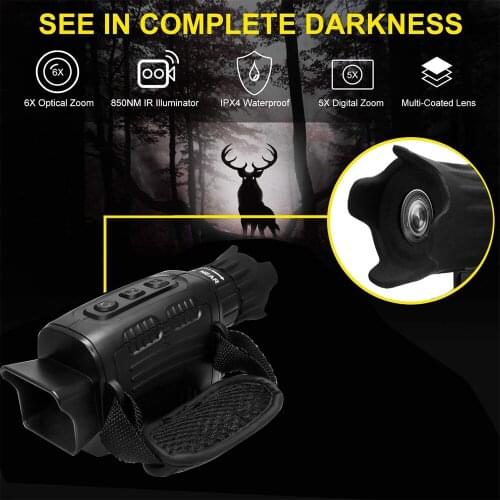 Digital Infrared Night Vision Monoculars 200m Dark DVR NIght Vision Scope 5X Optical Magnification Photo Video Hunting Camera